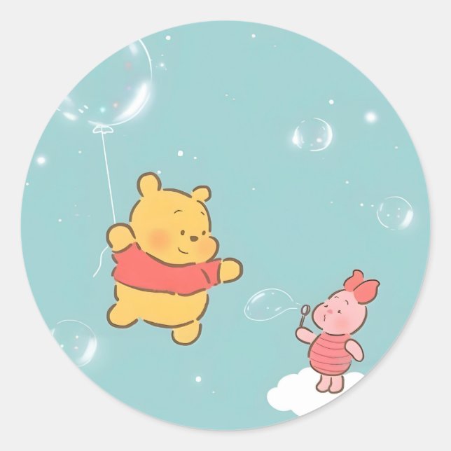 Sticker Rond Bulles Winnie l'ourson  (Devant)