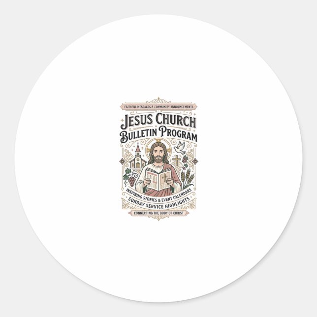 Sticker Rond Bulletin de l'église de Jésus Programme Bulletin d (Devant)