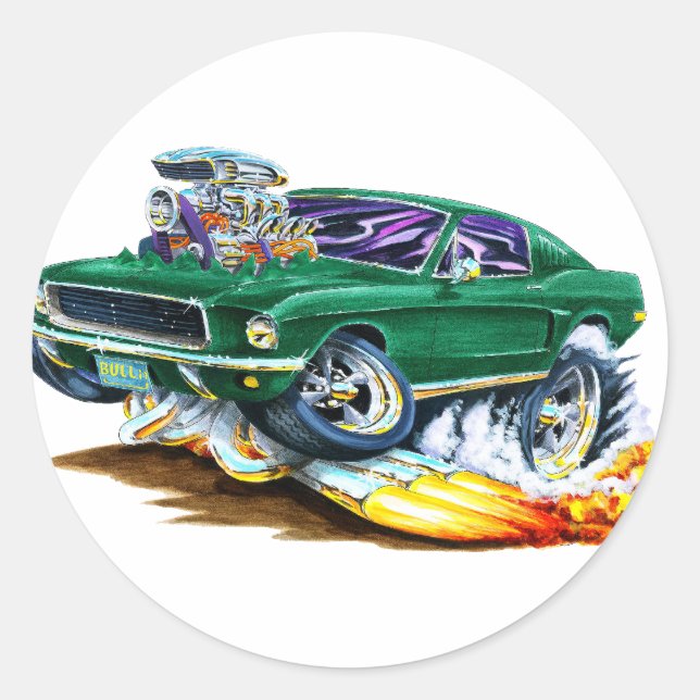 Sticker Rond Bullitt Mustang avec Big Engine (Devant)