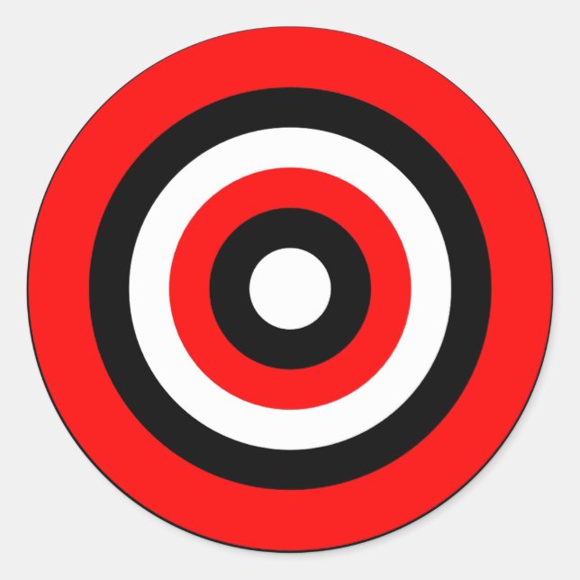Sticker Rond BullsEYE Rouge Noir Blanc (Devant)