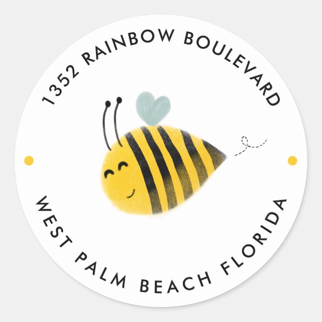 Sticker Rond Bumble Bee Anniversaire Adresse de retour (Devant)