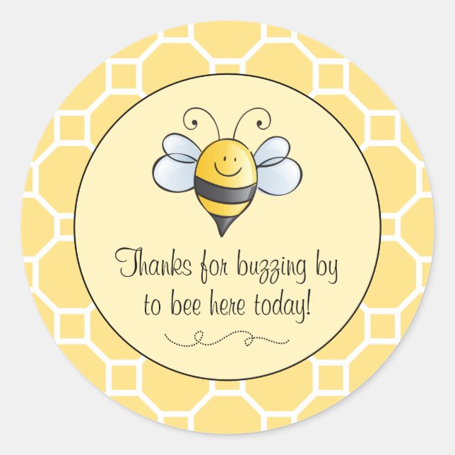 Sticker Rond Bumble Bee Merci de Buzzing By Yellow Black (Devant)