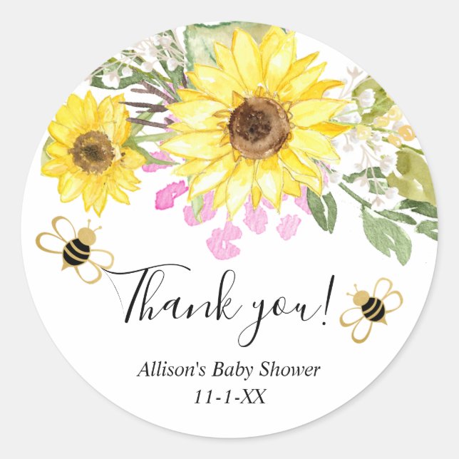 Sticker Rond Bumble beige tournesol rose jaune (Devant)