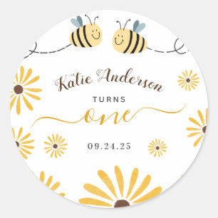 Sticker Rond Bumblebebe jaune et tournesol premier anniversaire