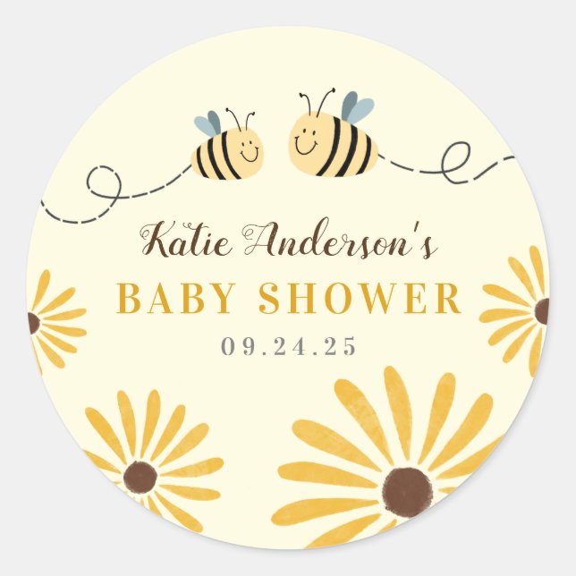 Sticker Rond Bumblebebe jaune mignon et Baby shower de tourneso (Devant)