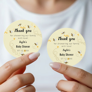 Sticker Rond Bumblebee Honey Baby Shower Mixte