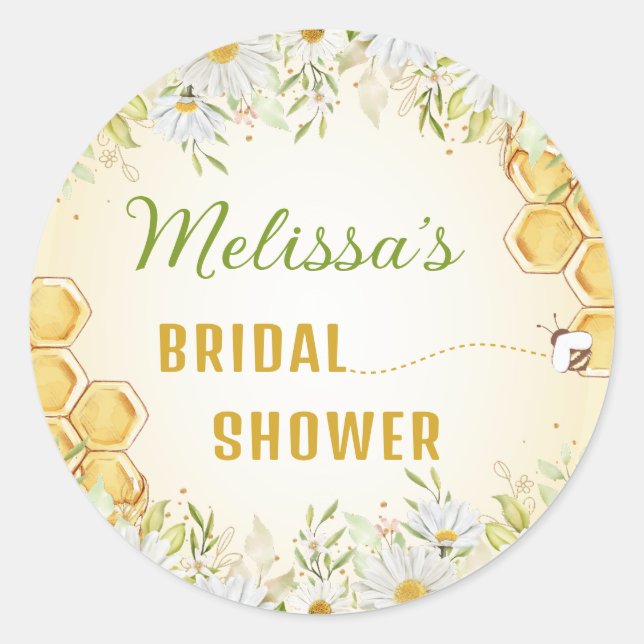 Sticker Rond Bumblebee Honeycomb Bridal Shower Bride to Bee (Devant)