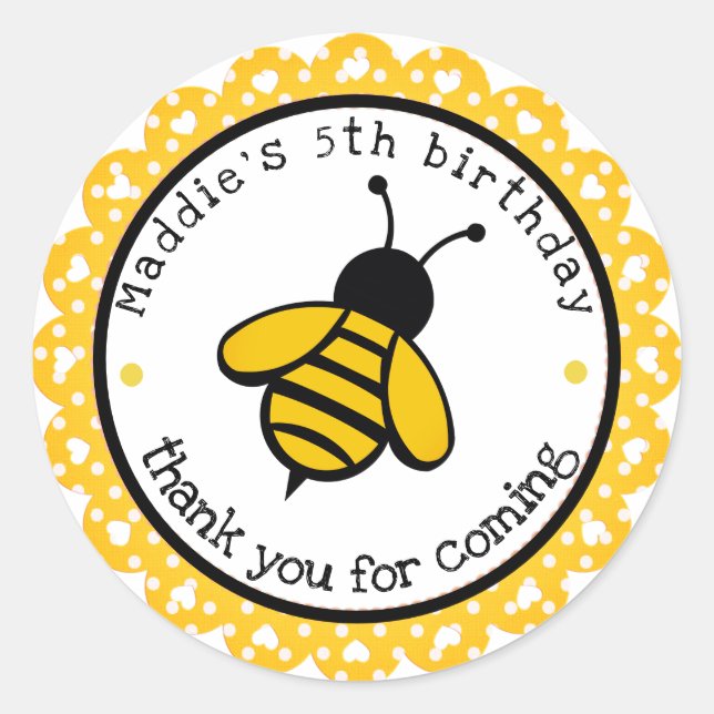 Sticker Rond Bumblebee jaune Anniversaire Favoriser (Devant)