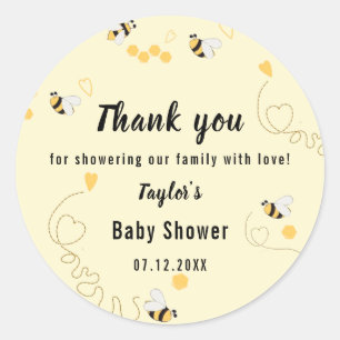 Sticker Rond Bumblebee Miel Baby shower neutre selon le sexe