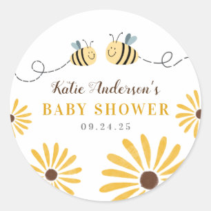 Sticker Rond Bumblebee mignonne et Baby shower de tournesol
