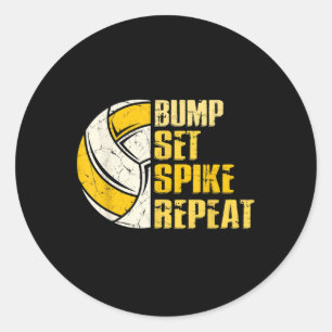 Sticker Rond Bump Set Spike Répéter Volleyball Fun