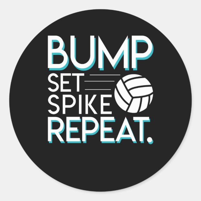 Sticker Rond Bump Set Spike Répétition Volleyball Lover Dons (Devant)