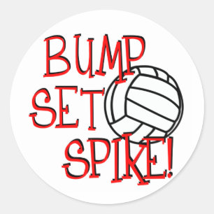 Sticker Rond Bump, Set, Spike ! Volleyball