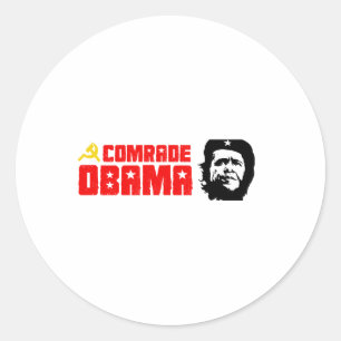 Sticker Rond Bumpersticker - camarade Obama rouge