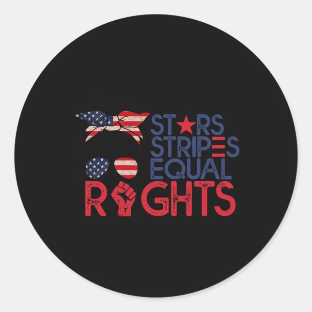 Sticker Rond Bun American Flag Pro Choice Star Stripes Equal Ri (Devant)