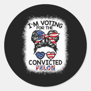 Sticker Rond Bun Je vote pour le condamné Felon Trump 2024