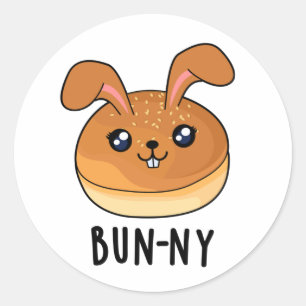 Sticker Rond Bun-ny Funny Lapin Lapin Bun Pun