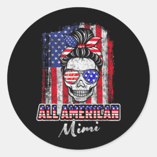 Sticker Rond Bun Sale Patriotique Américain Mimi Crâne USA 4