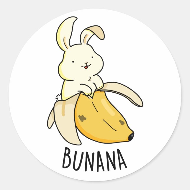 Sticker Rond Bunana Drôle Lapin Dans Un Pun De Banane (Devant)