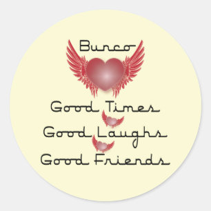 Sticker Rond bunco bons moments avec coeur et ailes