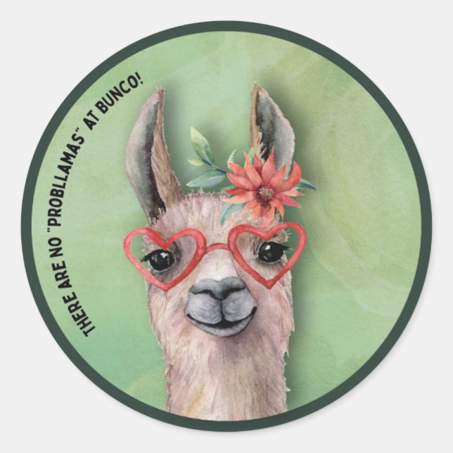 Sticker Rond Bunco Funny Cote Lllama (Devant)