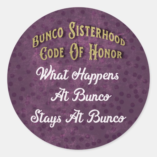 Sticker Rond Bunco Sisterhood Dice Game Nuit (Devant)