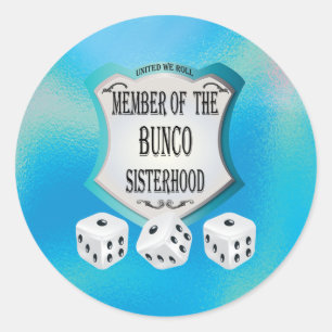 Sticker Rond Bunco Sisterhood Dice Jeu Bleu Moderne