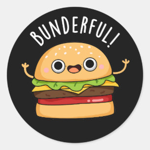 Sticker Rond Bunderny Burger Bun Pun Pun Dark BG