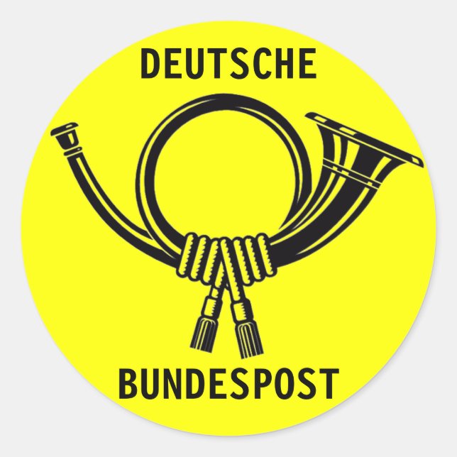 Sticker Rond BUNDESPOST POSthorn DEUTSCHE jaune #1 (Devant)