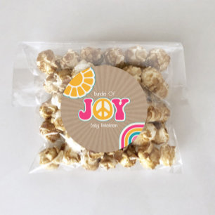Sticker Rond Bundle Joy Peace Hot rose Baby shower Brown Hippie