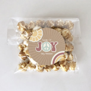 Sticker Rond Bundle Joy Peace Pink Baby shower Brown Hippie