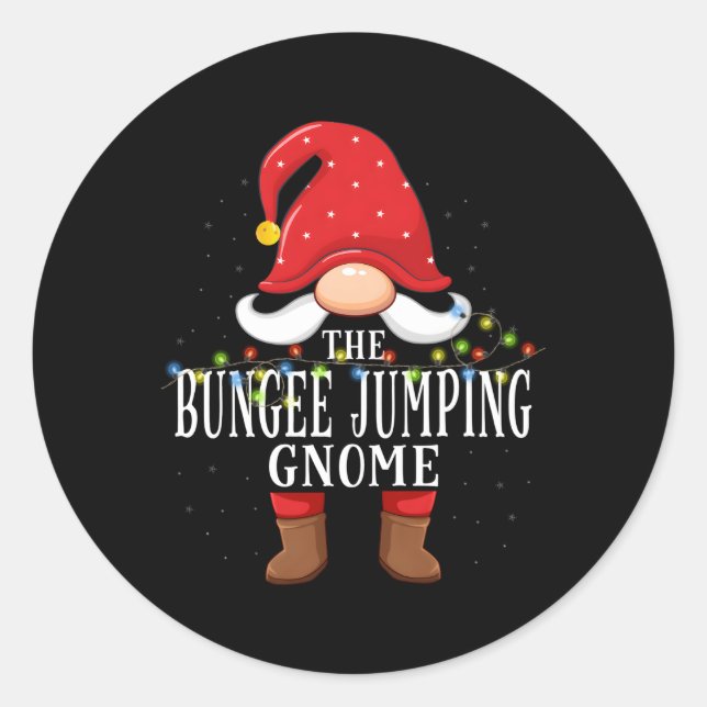 Sticker Rond Bungee Jumg Gnome Family Pyjama (Devant)