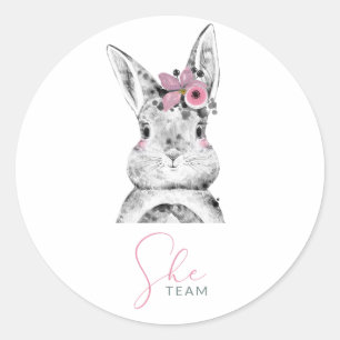 Sticker Rond Bunnies Bleu Rose Sexe Révéler Classic Rond Stic