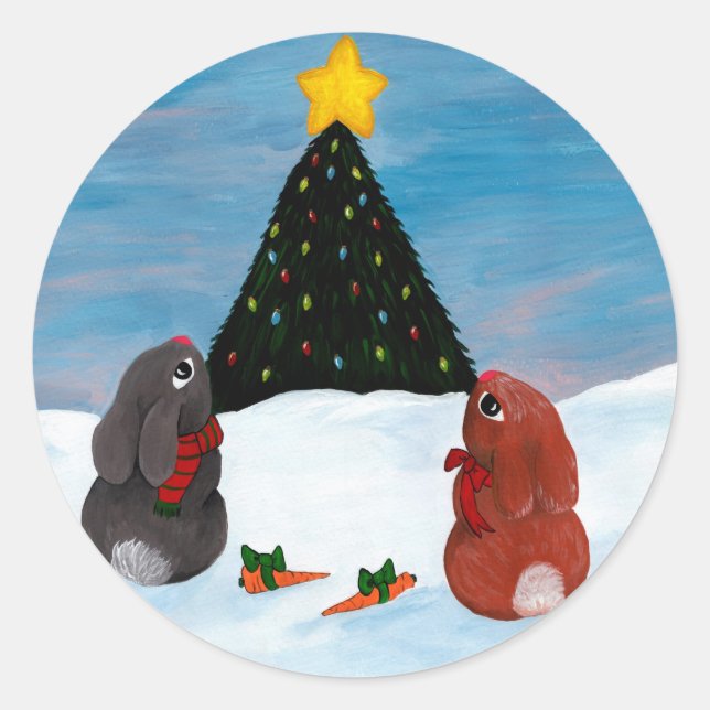 Sticker Rond Bunnies de Noël (Devant)