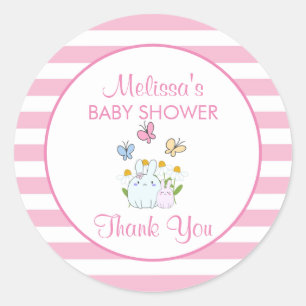 Sticker Rond Bunnies, papillons & Baby shower de marguerites Me
