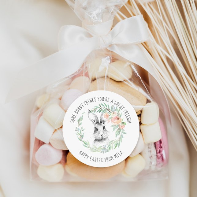 Sticker Rond Bunny Ami Enfants Fête de Pâques Favoriser (Créateur téléchargé)