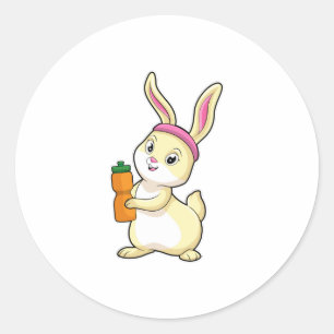 Sticker Rond Bunny at fitness with Drinking bottle