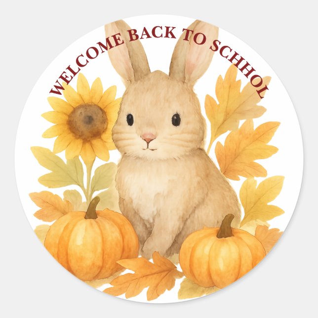 Sticker Rond Bunny Bienvenue À L'École (Devant)