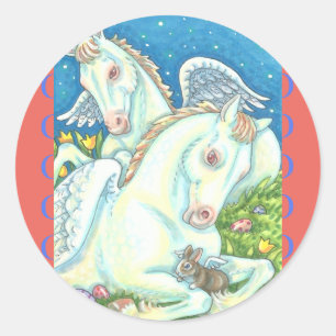 STICKER ROND BUNNY & COLT ANGELS, TOILETTE BLANCHISSERIE