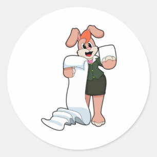 Sticker Rond Bunny comme secrétaire avec papier