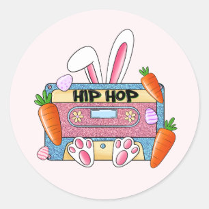 Sticker Rond Bunny de bande de cassette Hip hop