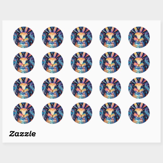 Sticker Rond Bunny de fête 2 coloré (Feuille)