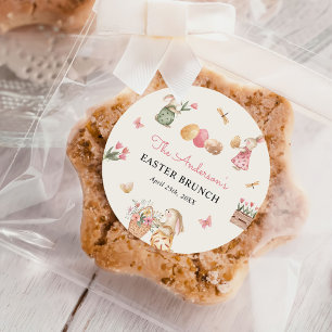 Sticker Rond Bunny de Pâques coloré Fête de chasse aux oeufs de