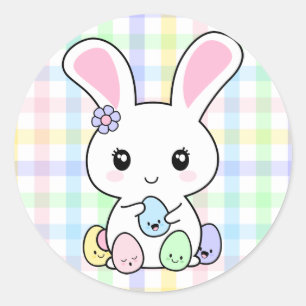 Sticker Rond Bunny de Pâques Kawaii
