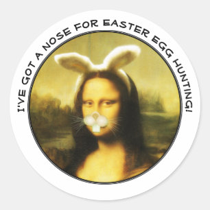 Sticker Rond Bunny de Pâques Mona Lisa