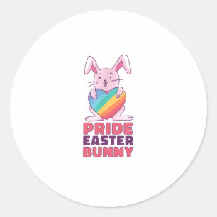 Sticker Rond Bunny design arc-en-ciel gay pour la fierté Rabbit