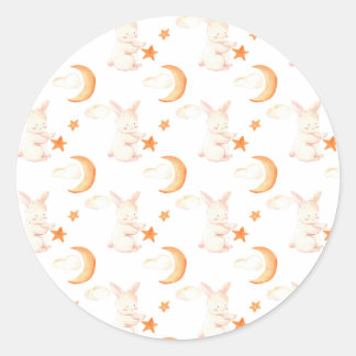 Sticker Rond Bunny Dreams Baby shower neutre