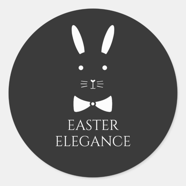 Sticker Rond Bunny Elegance de Pâques personnalisable (Devant)