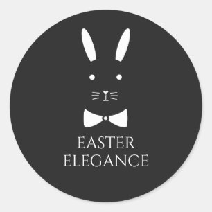 Sticker Rond Bunny Elegance de Pâques personnalisable