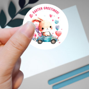 Sticker Rond Bunny en voiture Salutations de Pâques sur mesure